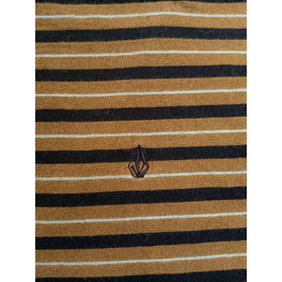 Volcom Womens Striped Short Sleeve T-Shirt Plus Sz XXL Brown Blue Cropped Boxy - Picture 4 of 12
